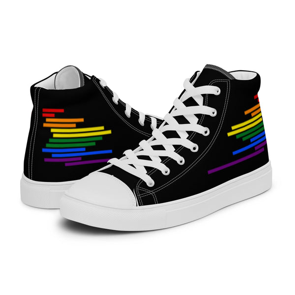 Modern Gay Pride Colors Black High Top Shoes