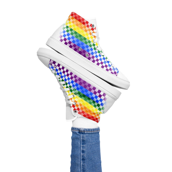 Gay Pride Rainbow Checkers High Top Shoes