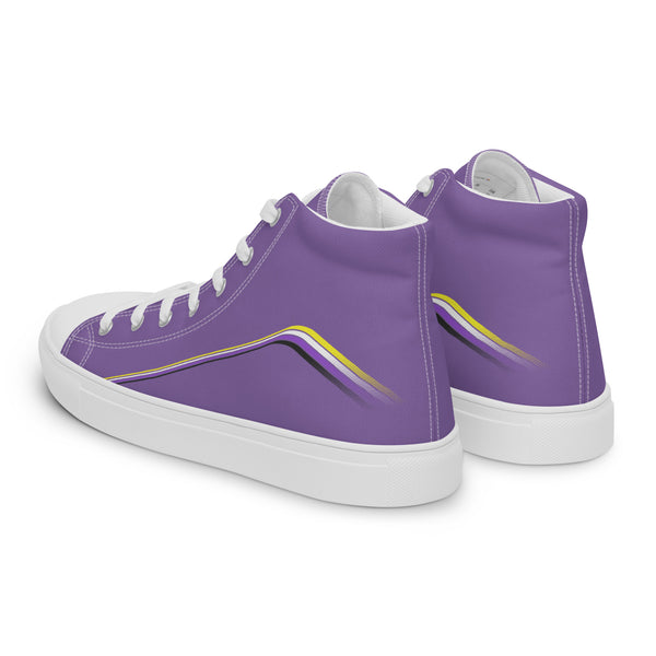 Trendy Non-Binary Pride Colors Purple High Top Shoes - Women Sizes