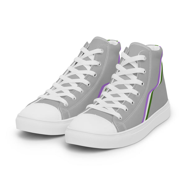 Original Genderqueer Pride Colors Gray High Top Shoes - Women Sizes