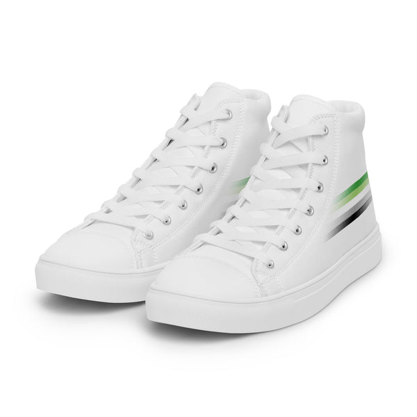 Casual Aromantic Pride Colors White High Top Shoes - Women Sizes