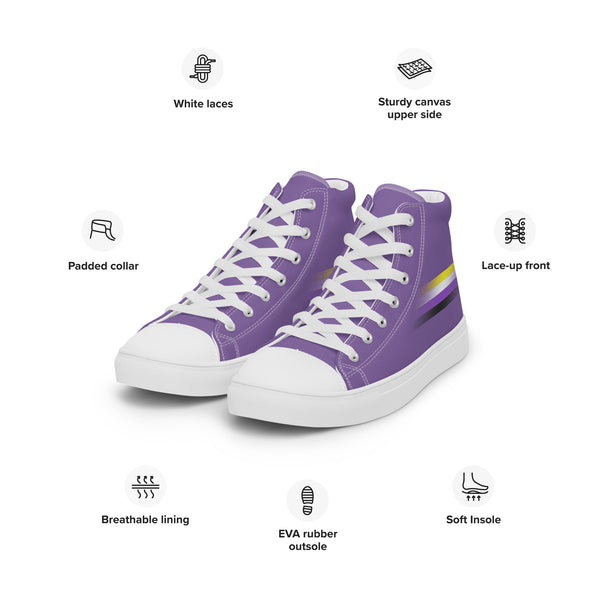 Casual Non-Binary Pride Colors Purple High Top Shoes - Women Sizes