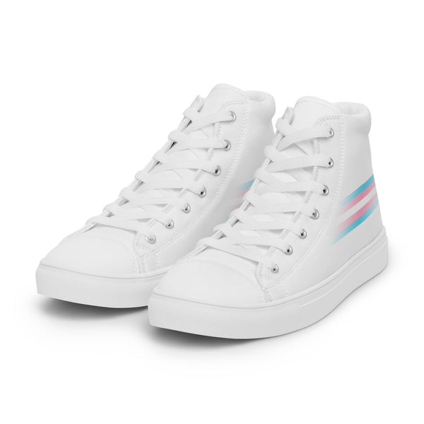Casual Transgender Pride Colors White High Top Shoes - Women Sizes