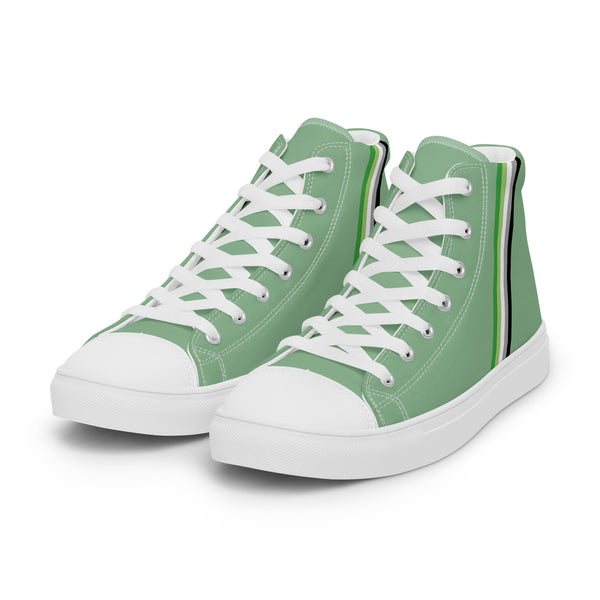 Classic Aromantic Pride Colors Green High Top Shoes - Women Sizes