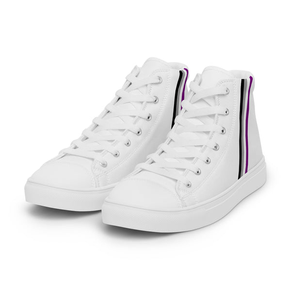 Classic Asexual Pride Colors White High Top Shoes - Women Sizes