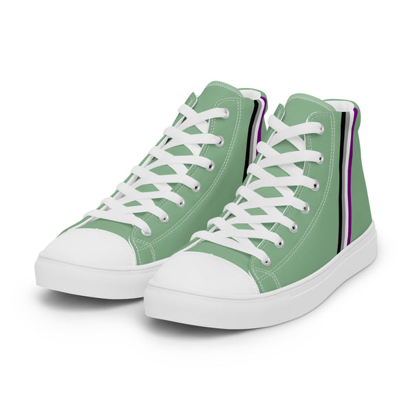 Classic Asexual Pride Colors Green High Top Shoes - Women Sizes