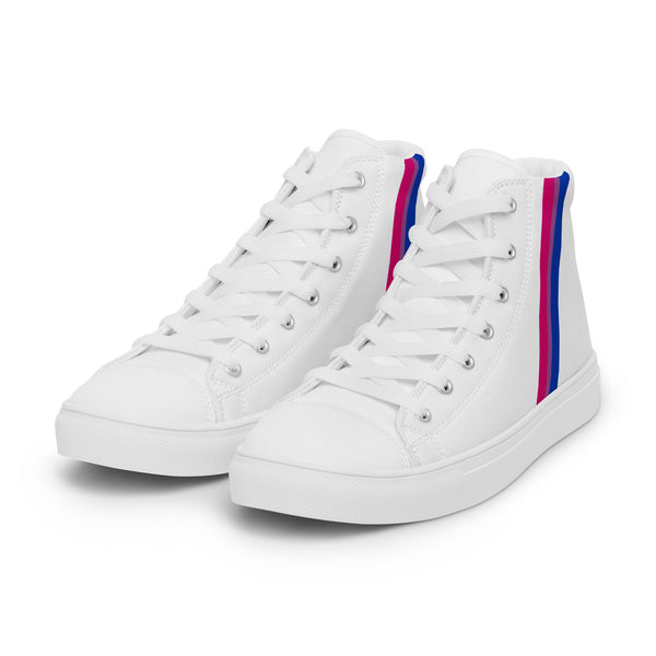 Classic Bisexual Pride Colors White High Top Shoes - Women Sizes