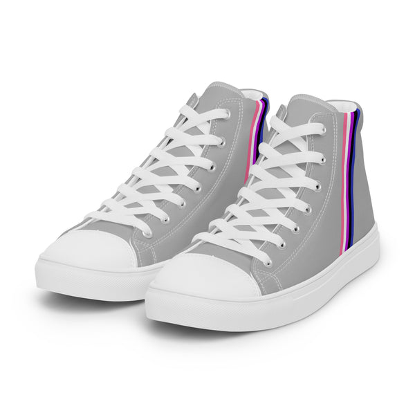 Classic Genderfluid Pride Colors Gray High Top Shoes - Women Sizes