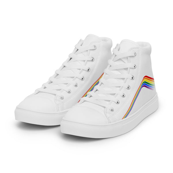 Trendy Gay Pride Colors White High Top Shoes - Women Sizes