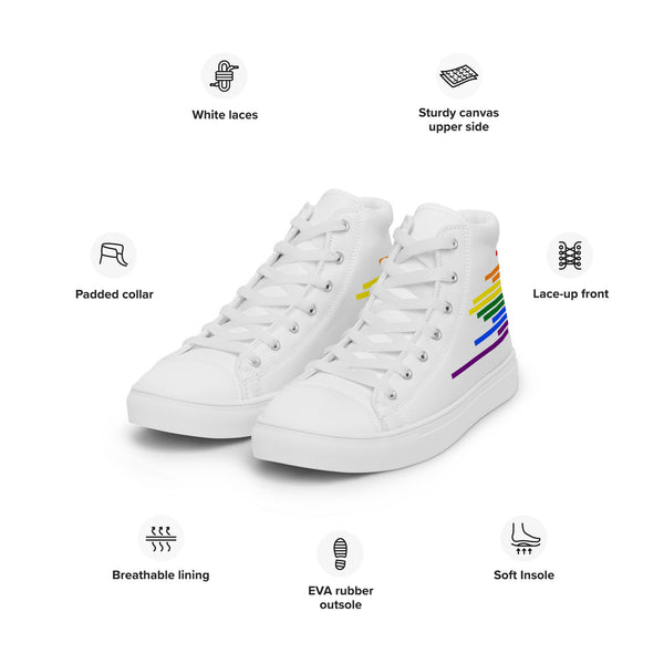Modern Gay Pride Colors White High Top Shoes - Women Sizes