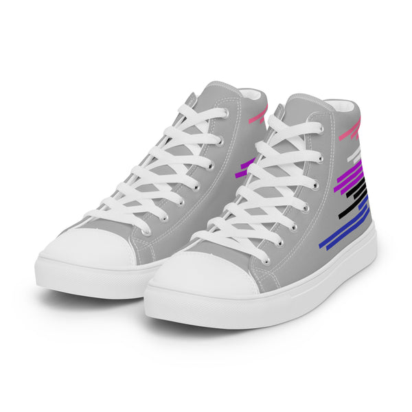 Modern Genderfluid Pride Colors Gray High Top Shoes - Women Sizes