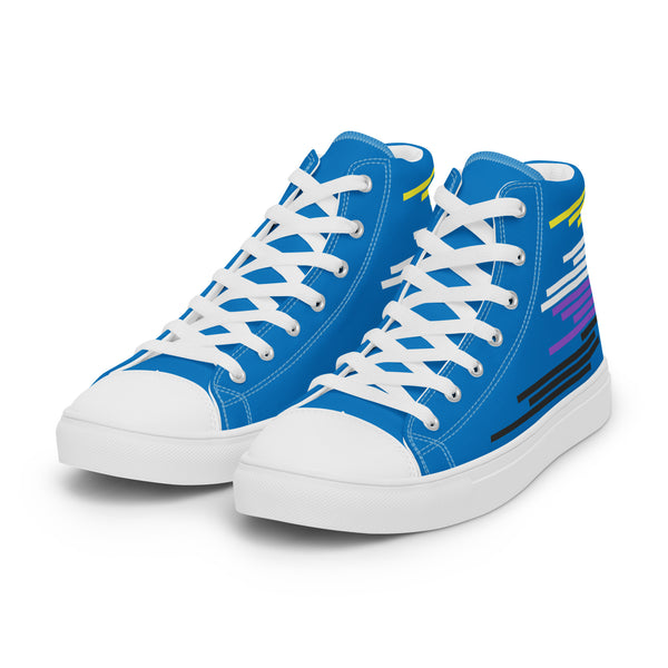 Modern Non-Binary Pride Colors Blue High Top Shoes - Women Sizes