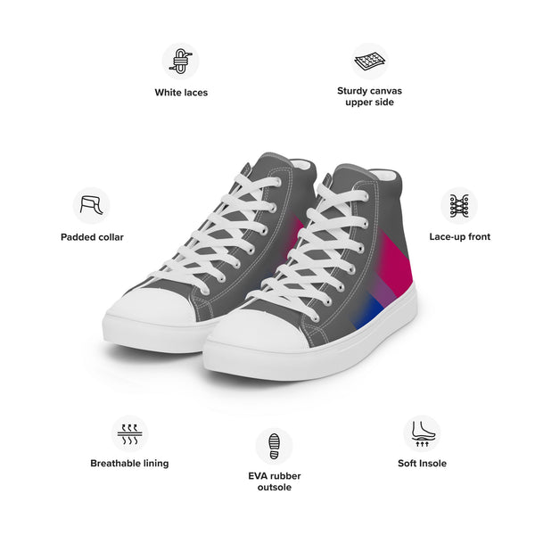 Bisexual Pride Colors Modern Gray High Top Shoes - Women Sizes