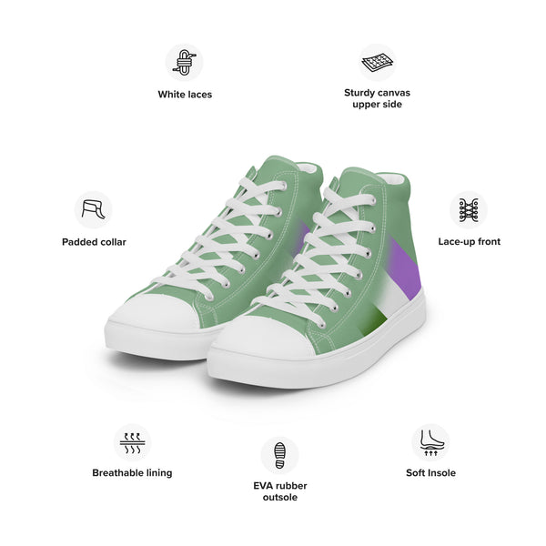 Genderqueer Pride Colors Modern Green High Top Shoes - Women Sizes