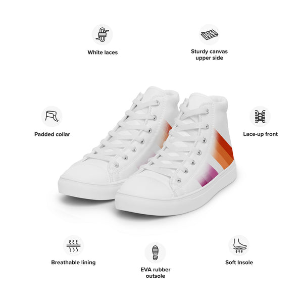 Lesbian Pride Colors Modern White High Top Shoes - Women Sizes
