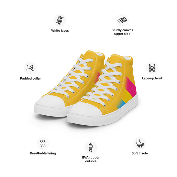 Pansexual Pride Colors Modern Yellow High Top Shoes - Women Sizes