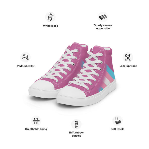 Transgender Pride Colors Modern Pink High Top Shoes - Women Sizes