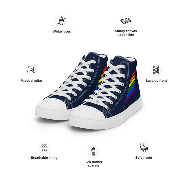 Gay Pride Modern Navy High Top Shoes