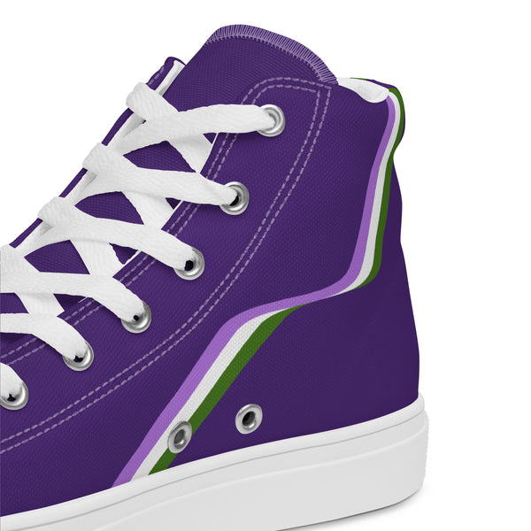 Original Genderqueer Pride Colors Purple High Top Shoes - Women Sizes