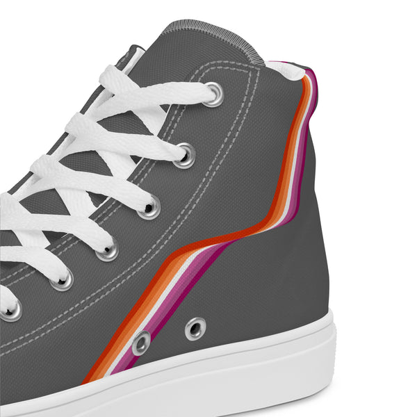 Original Lesbian Pride Colors Gray High Top Shoes - Women Sizes