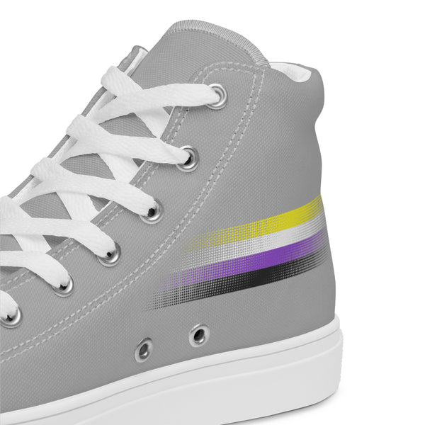 Casual Non-Binary Pride Colors Gray High Top Shoes - Women Sizes