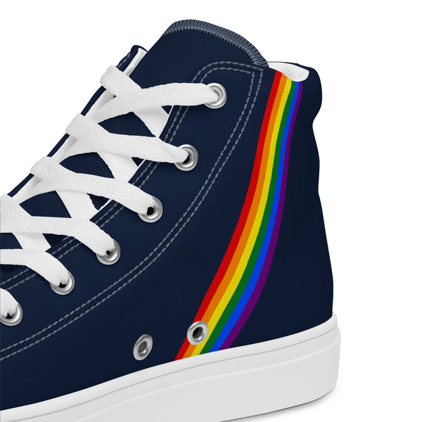 Classic Gay Pride Colors Navy High Top Shoes - Women Sizes