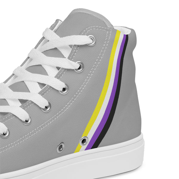 Classic Non-Binary Pride Colors Gray High Top Shoes - Women Sizes
