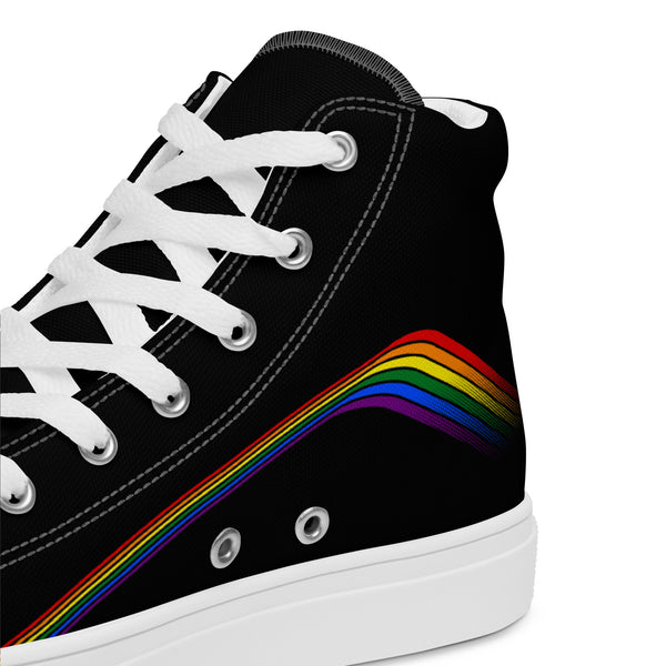 Trendy Gay Pride Colors Black High Top Shoes - Women Sizes