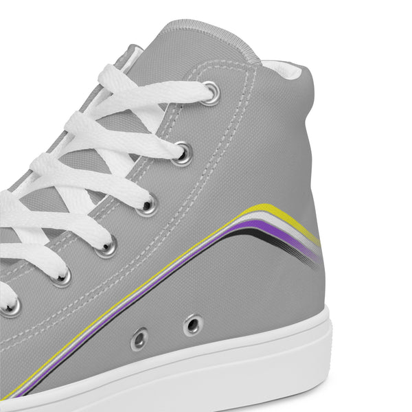 Trendy Non-Binary Pride Colors Gray High Top Shoes - Women Sizes