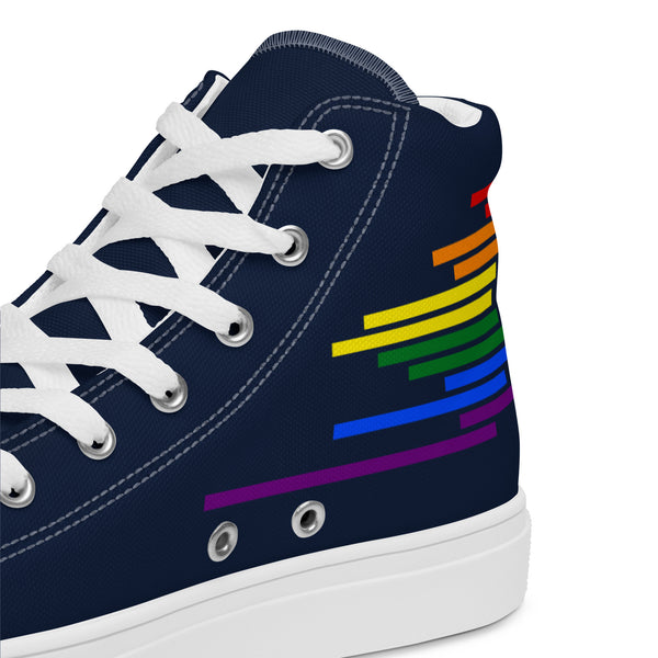 Modern Gay Pride Colors Navy High Top Shoes - Women Sizes