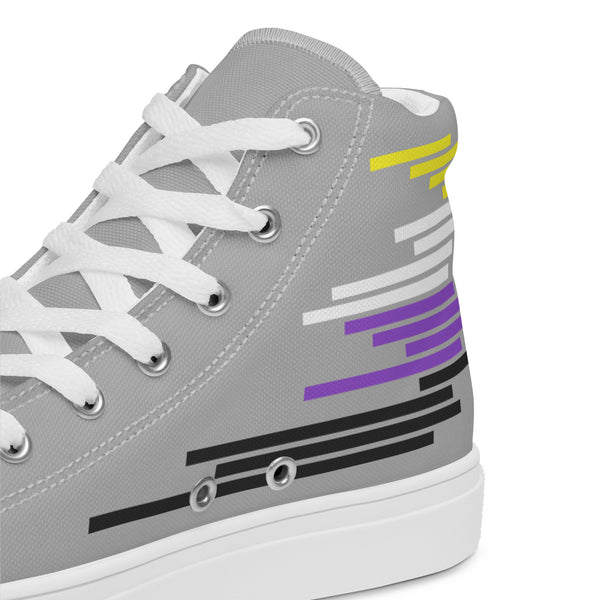 Modern Non-Binary Pride Colors Gray High Top Shoes - Women Sizes