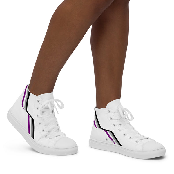 Original Asexual Pride Colors White High Top Shoes - Women Sizes
