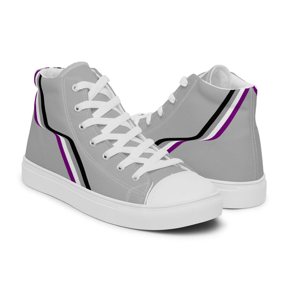 Original Asexual Pride Colors Gray High Top Shoes - Women Sizes