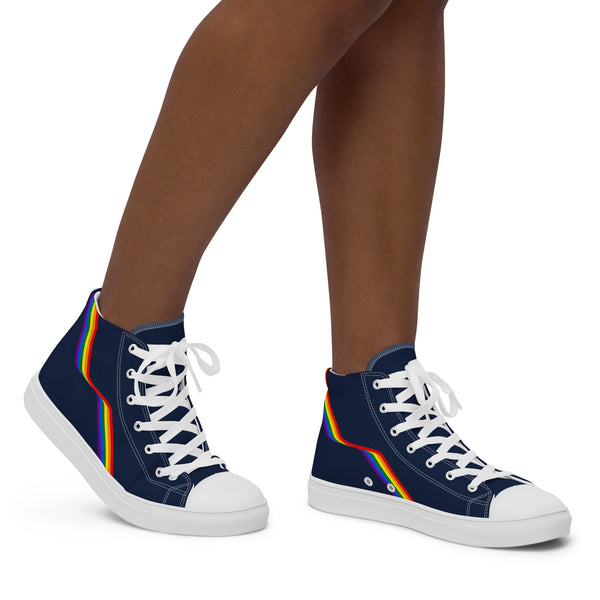 Original Gay Pride Colors Navy High Top Shoes - Women Sizes