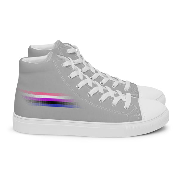 Casual Genderfluid Pride Colors Gray High Top Shoes - Women Sizes