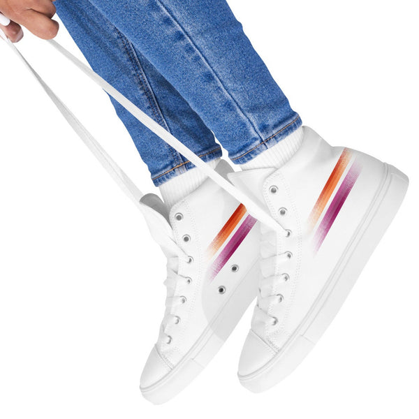 Casual Lesbian Pride Colors White High Top Shoes - Women Sizes
