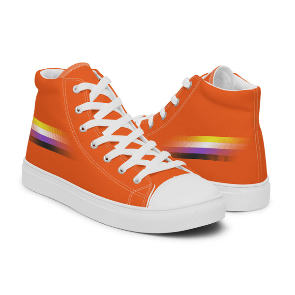 Casual Non-Binary Pride Colors Orange High Top Shoes - Women Sizes