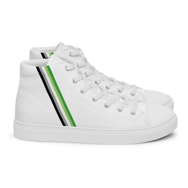 Classic Aromantic Pride Colors White High Top Shoes - Women Sizes