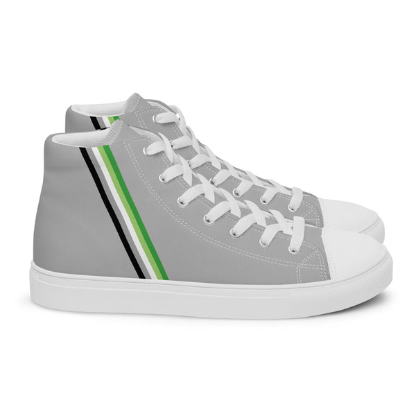Classic Aromantic Pride Colors Gray High Top Shoes - Women Sizes