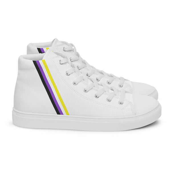 Classic Non-Binary Pride Colors White High Top Shoes - Women Sizes