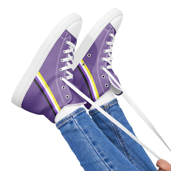 Classic Non-Binary Pride Colors Purple High Top Shoes - Women Sizes