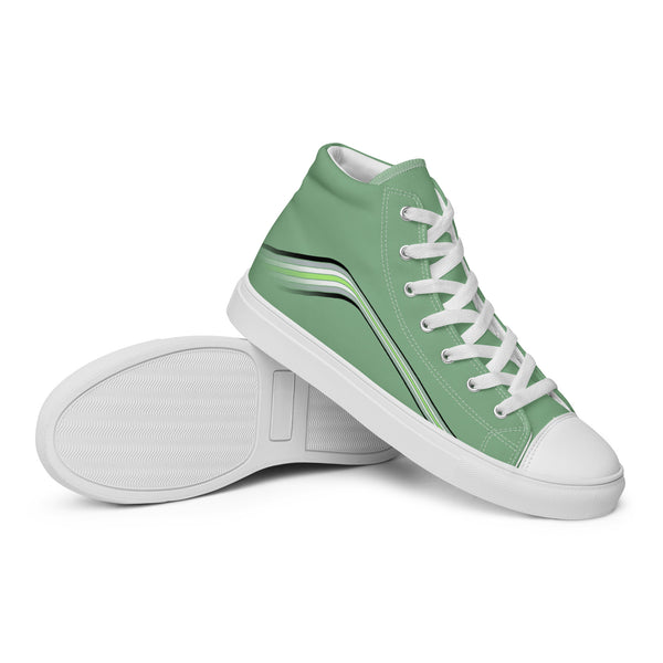 Trendy Agender Pride Colors Green High Top Shoes - Women Sizes