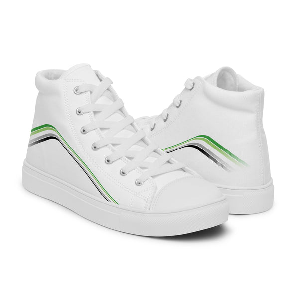 Trendy Aromantic Pride Colors White High Top Shoes - Women Sizes