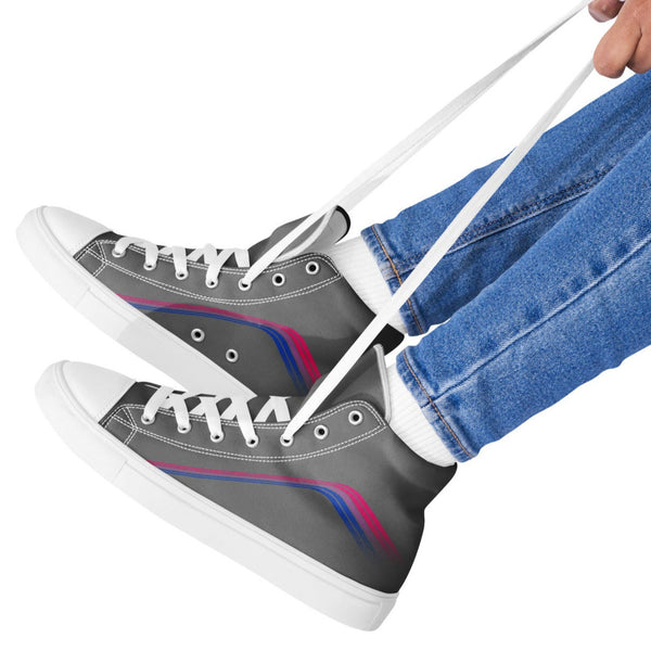 Trendy Bisexual Pride Colors Gray High Top Shoes - Women Sizes