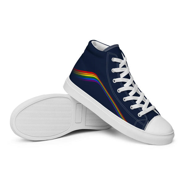 Trendy Gay Pride Colors Navy High Top Shoes - Women Sizes