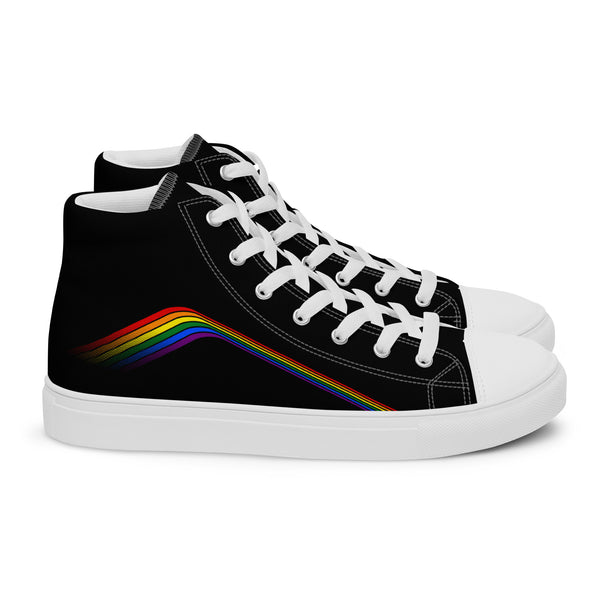 Trendy Gay Pride Colors Black High Top Shoes - Women Sizes