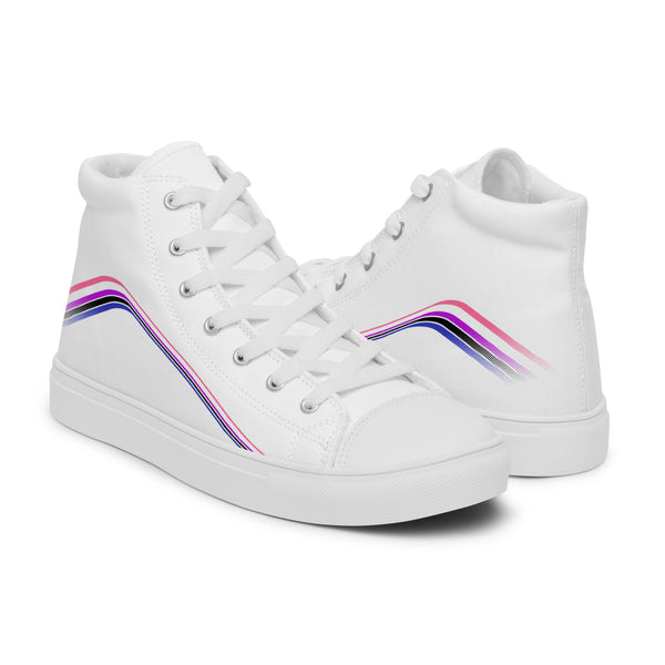Trendy Genderfluid Pride Colors White High Top Shoes - Women Sizes