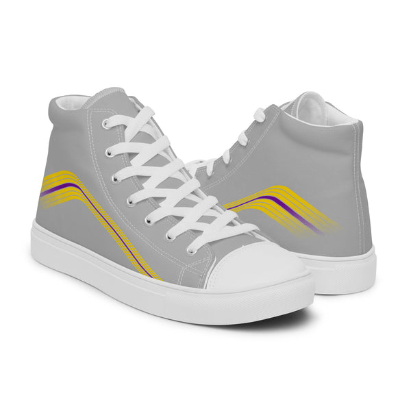 Trendy Intersex Pride Colors Gray High Top Shoes - Women Sizes