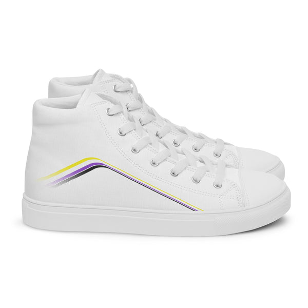 Trendy Non-Binary Pride Colors White High Top Shoes - Women Sizes