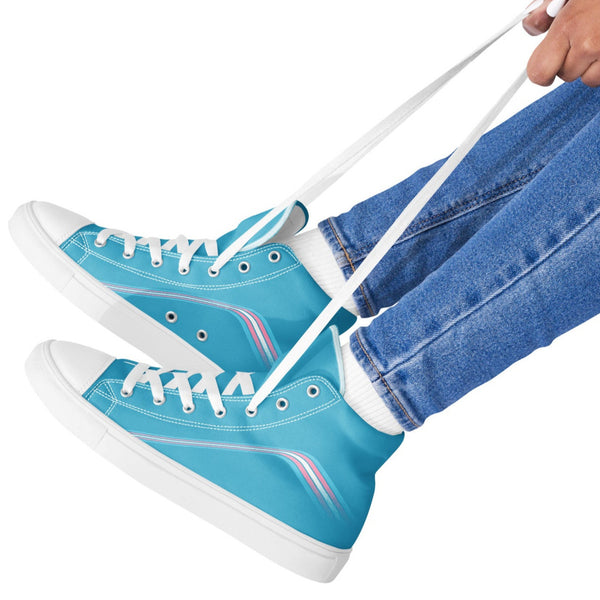 Trendy Transgender Pride Colors Blue High Top Shoes - Women Sizes